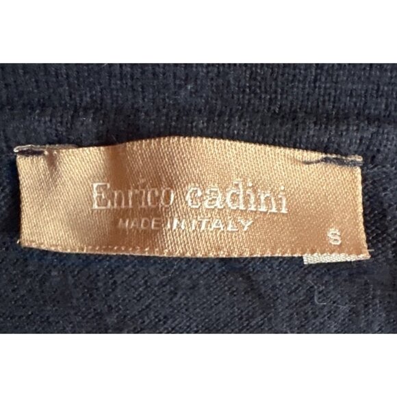 Enrico Cadini Knit Polo Shirt Mens Collared Small Blue Brown Striped Italy - Picture 2 of 6